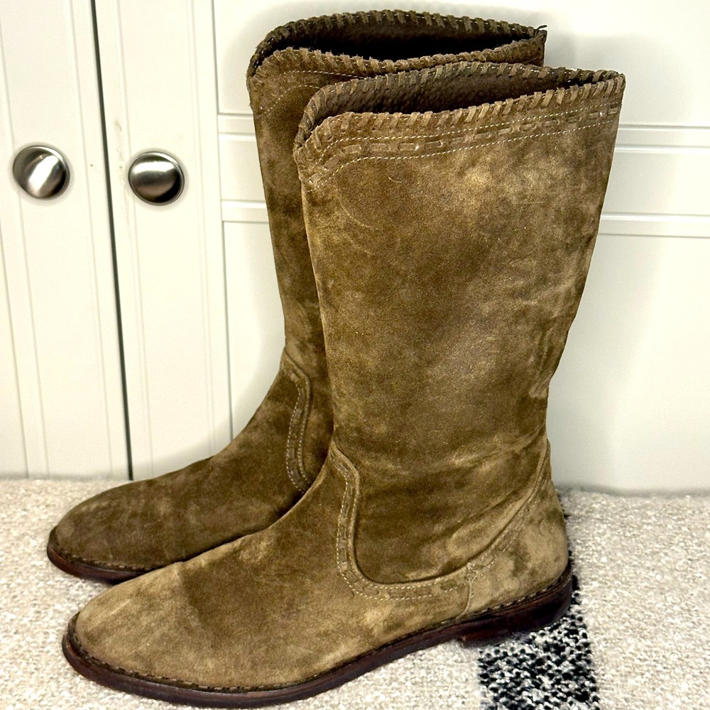 EUC Trask Suede Mid-Calf Olive Green Boots 7.5M